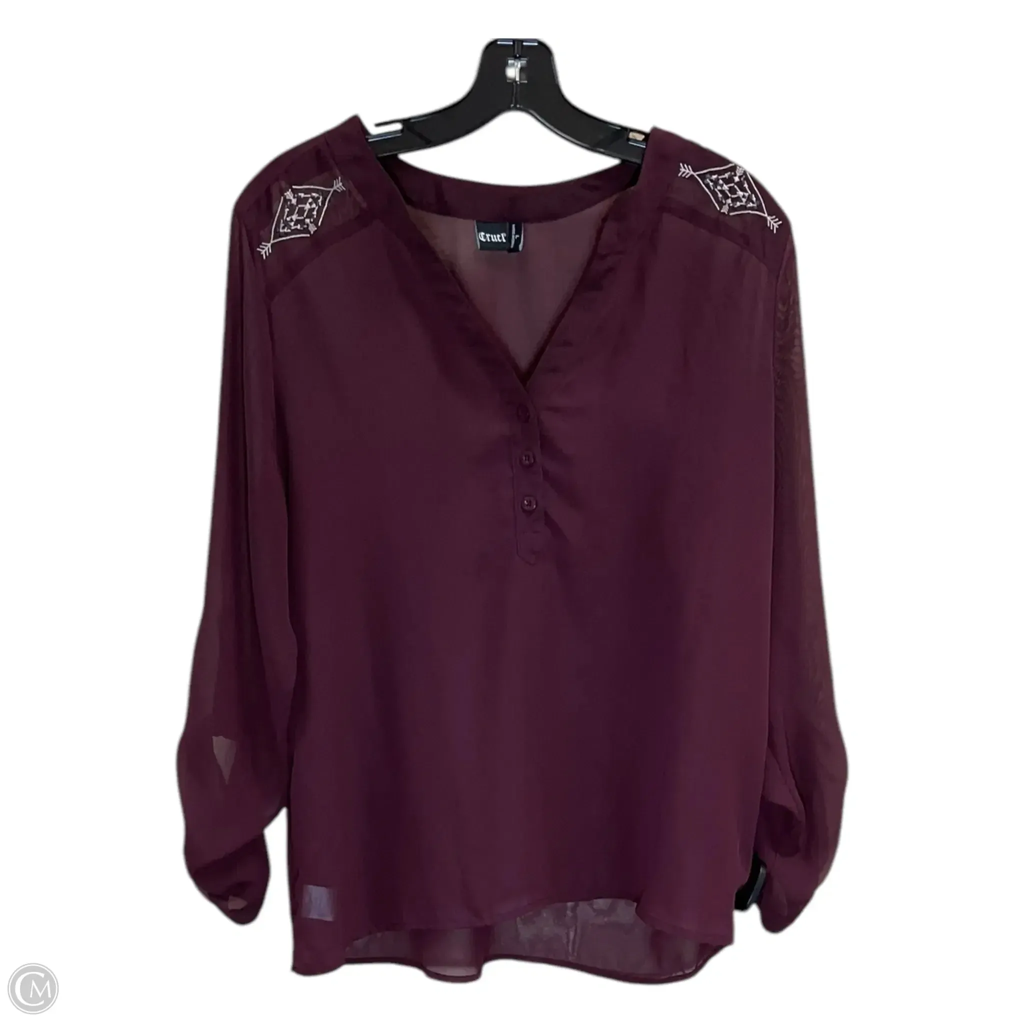 Top Long Sleeve By Clothes Mentor In Maroon, Size: L