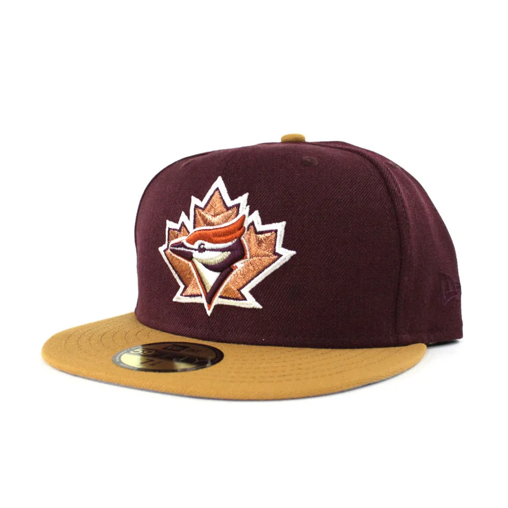 Toronto Blue Jays New Era 59FIFTY Fitted Hat (Intense Maroon Birch Veneer Gum Pack Gray Under Brim)