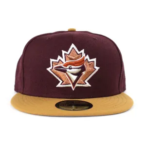 Toronto Blue Jays New Era 59FIFTY Fitted Hat (Intense Maroon Birch Veneer Gum Pack Gray Under Brim)