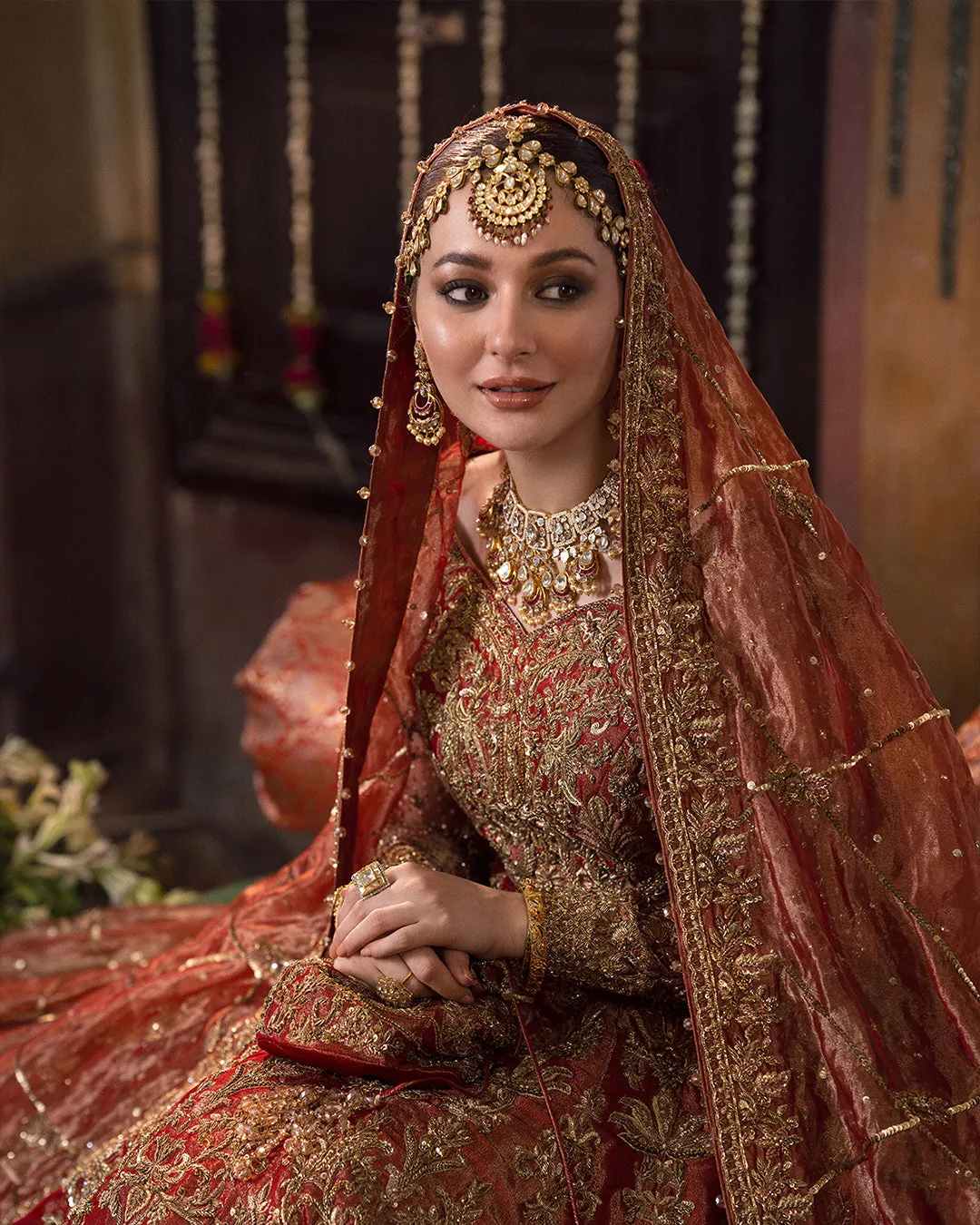 Traditional Red Pakistani Bridal Dress in Pishwas Frock Bridal Lehenga Style Pakistani Wedding Dress