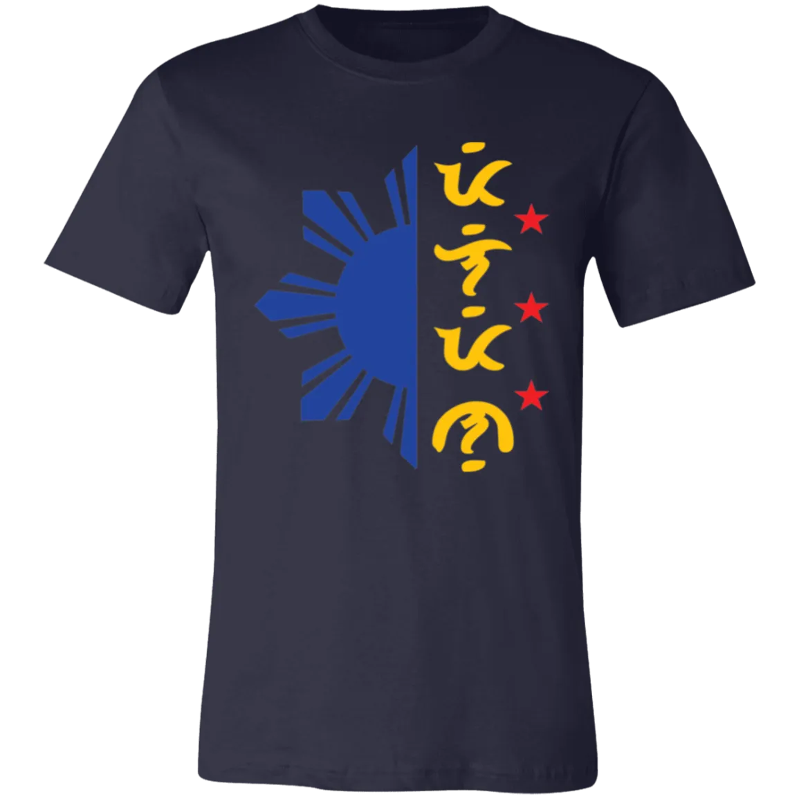 Tricolor Filipino in Baybayin Script Half Sun Unisex Jersey T-Shirt