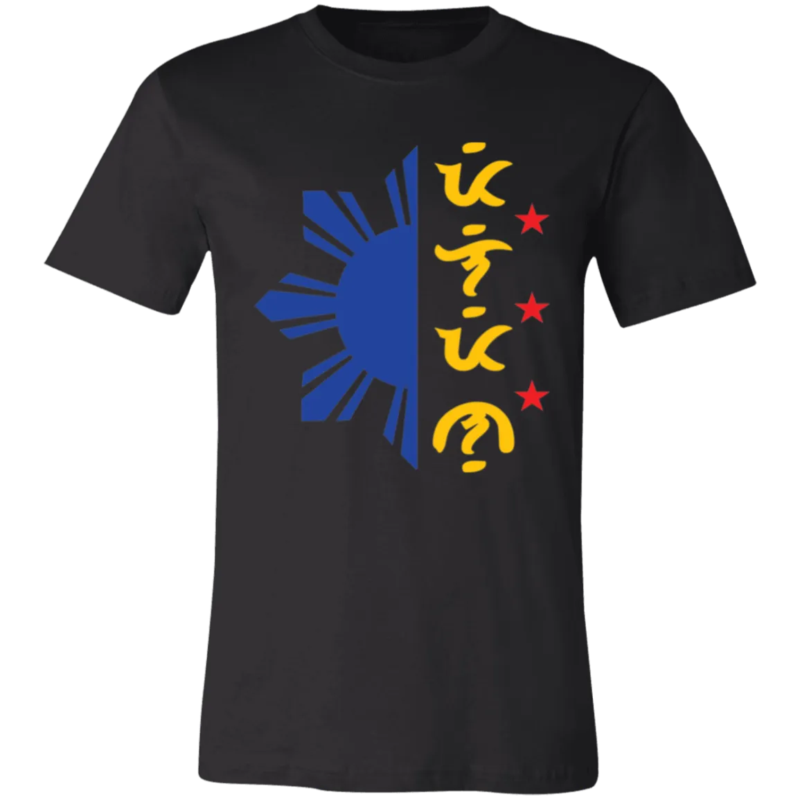 Tricolor Filipino in Baybayin Script Half Sun Unisex Jersey T-Shirt