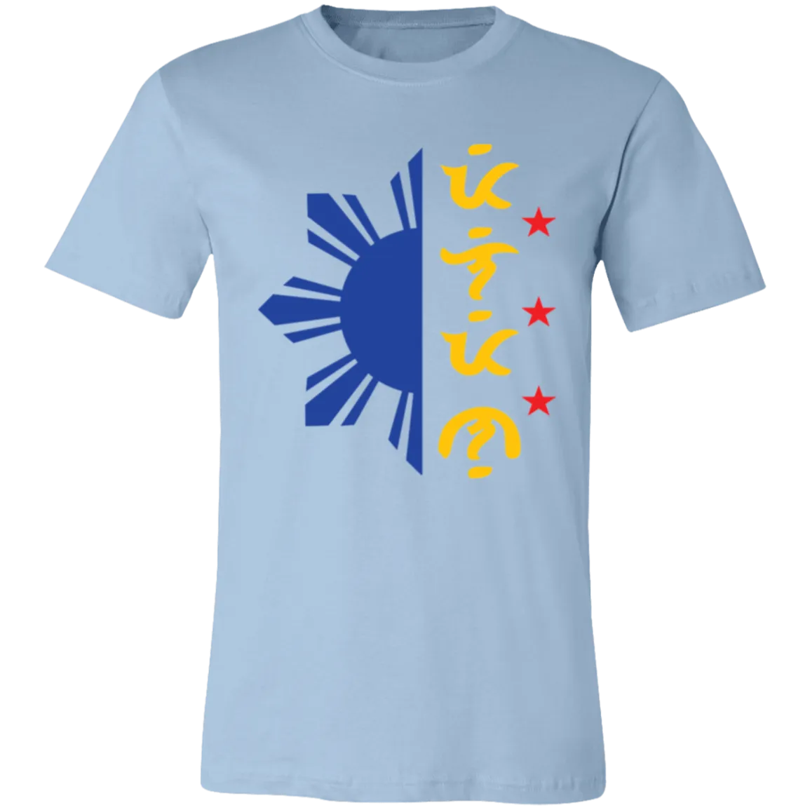 Tricolor Filipino in Baybayin Script Half Sun Unisex Jersey T-Shirt