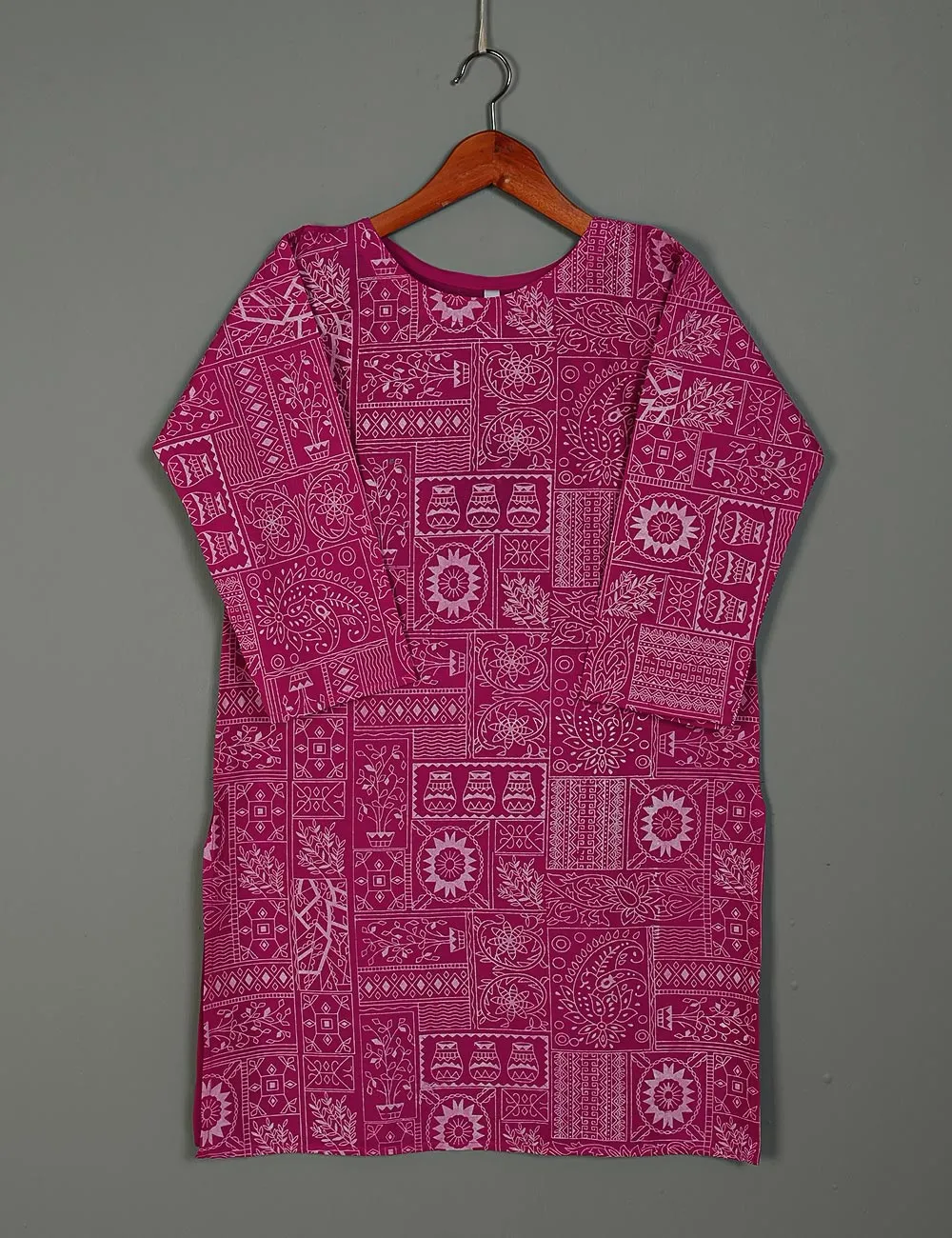 TS-181-Fuchsia - Cotton Printed Kurti