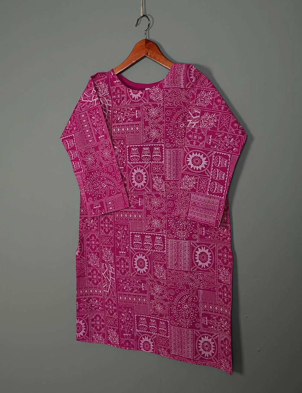 TS-181-Fuchsia - Cotton Printed Kurti