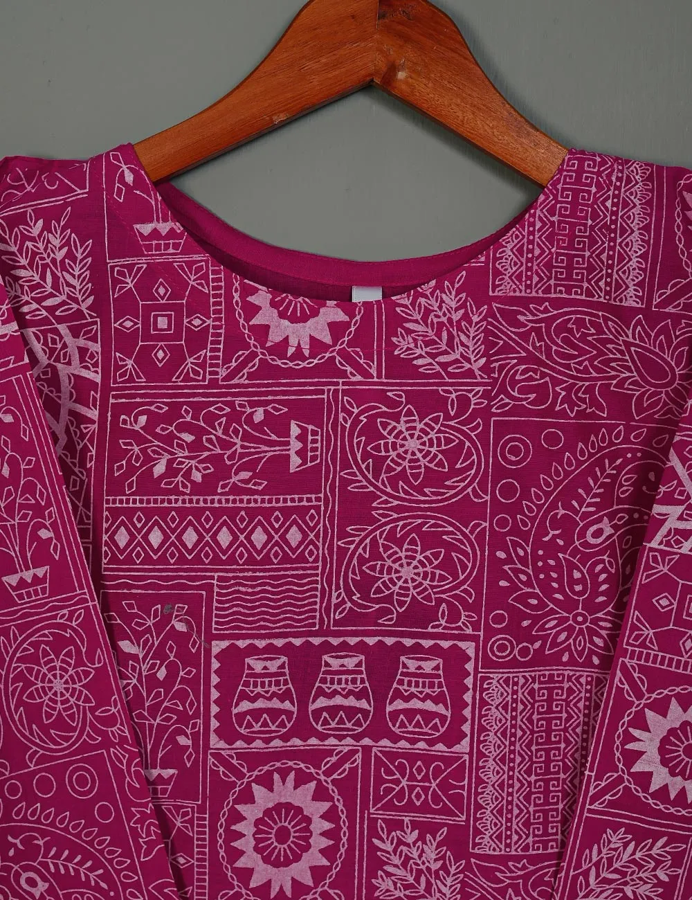TS-181-Fuchsia - Cotton Printed Kurti