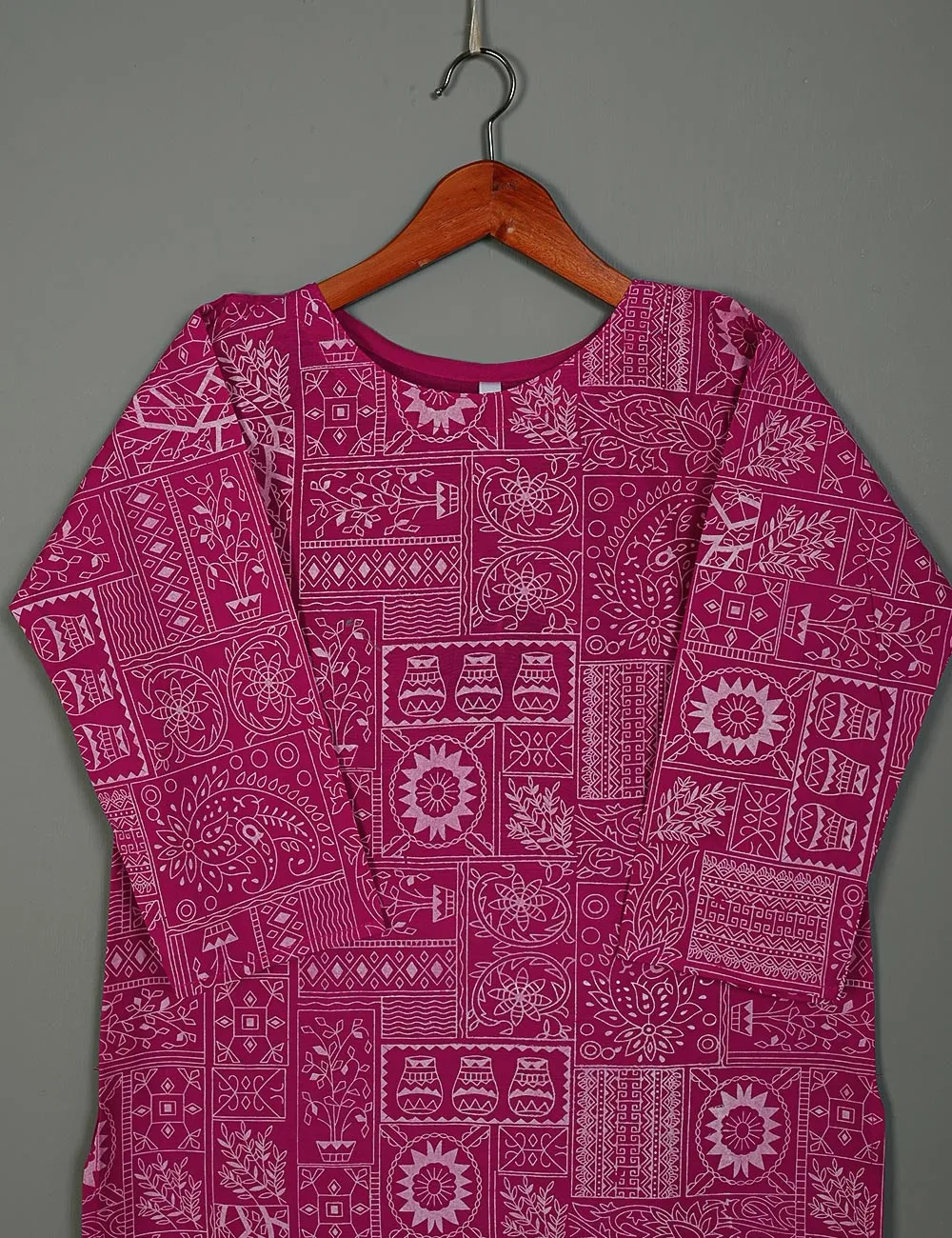 TS-181-Fuchsia - Cotton Printed Kurti
