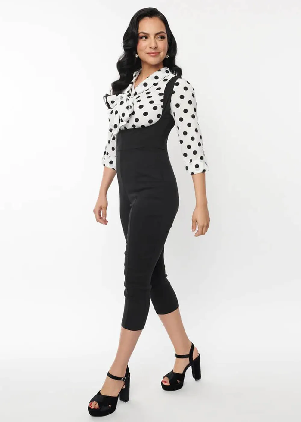 Unique Vintage Gina Pinafore 50's Capri Trousers Black
