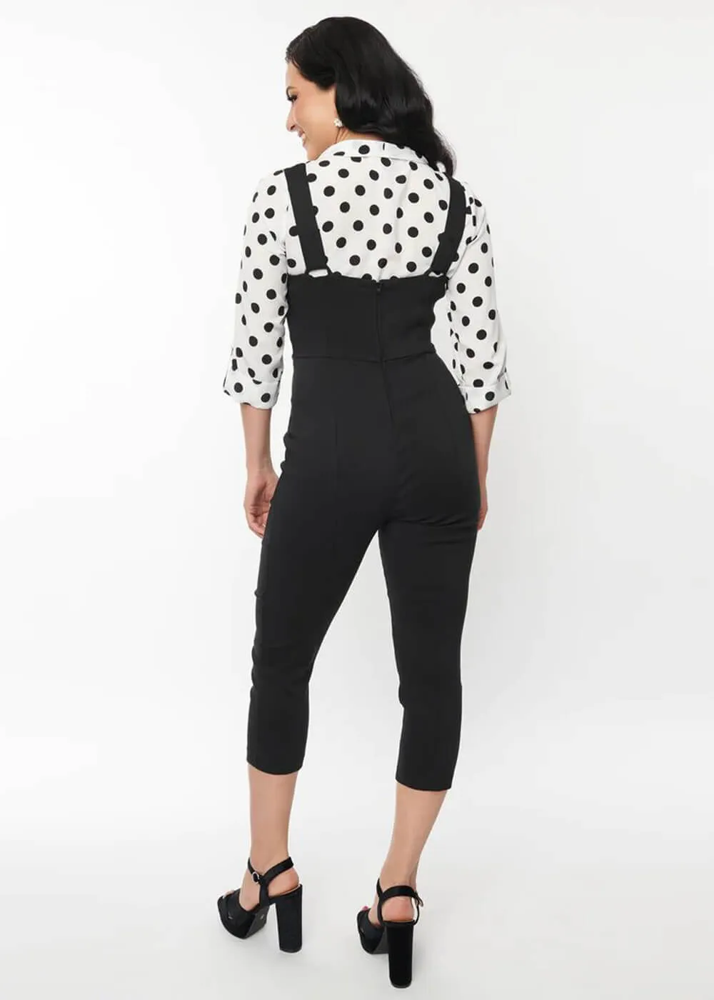 Unique Vintage Gina Pinafore 50's Capri Trousers Black