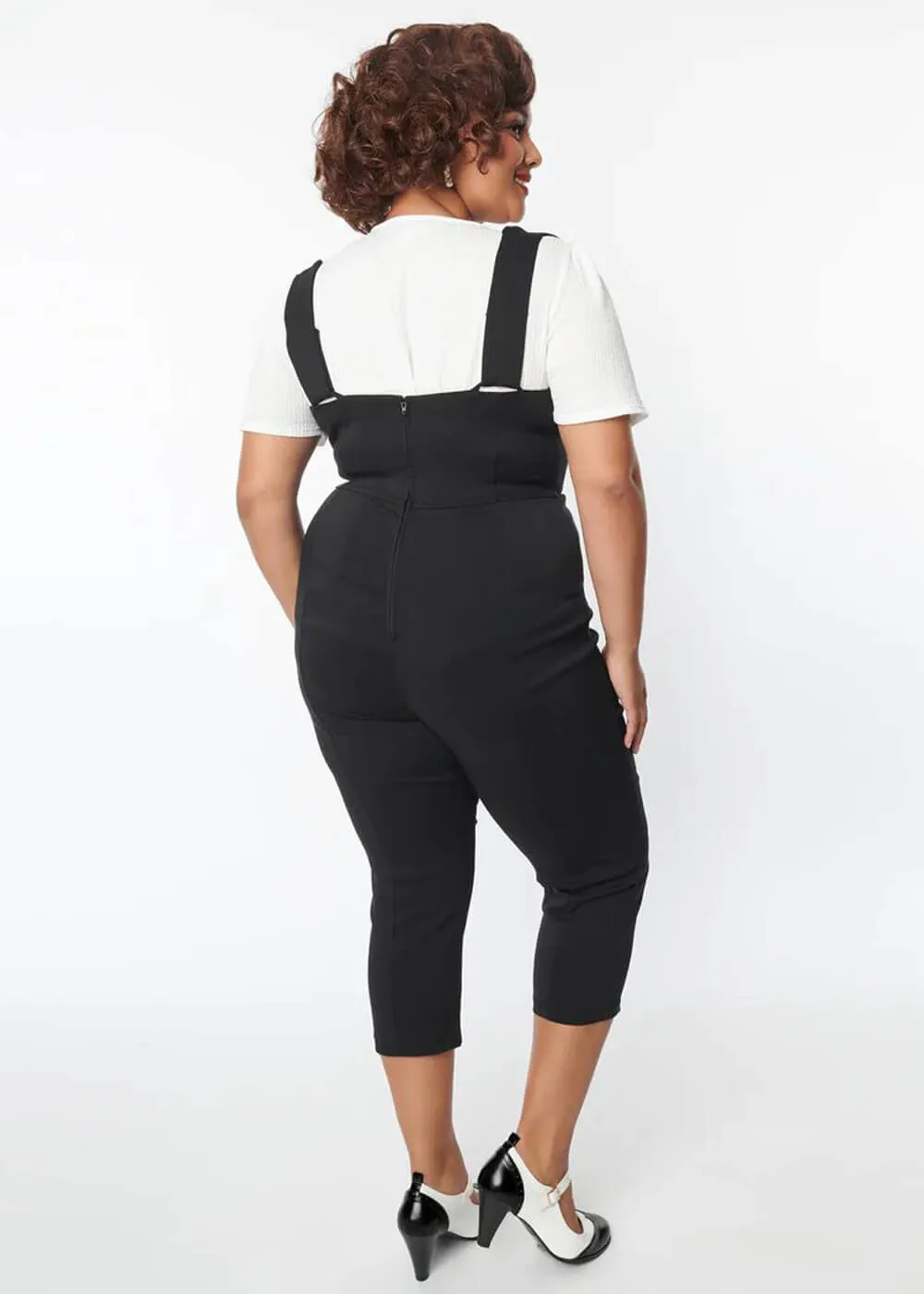Unique Vintage Gina Pinafore 50's Capri Trousers Black