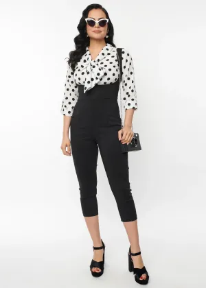 Unique Vintage Gina Pinafore 50's Capri Trousers Black