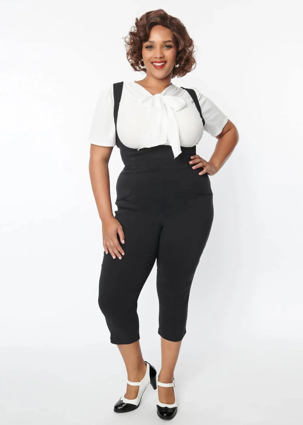 Unique Vintage Gina Pinafore 50's Capri Trousers Black
