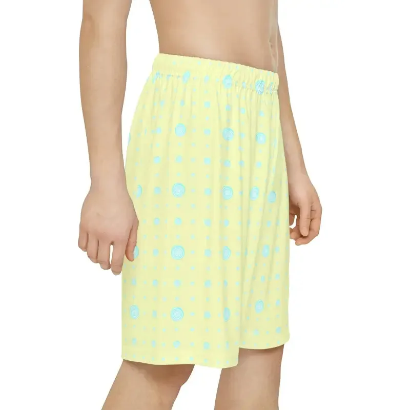Vibrant Abstract Pattern Lime Yellow Sports Shorts