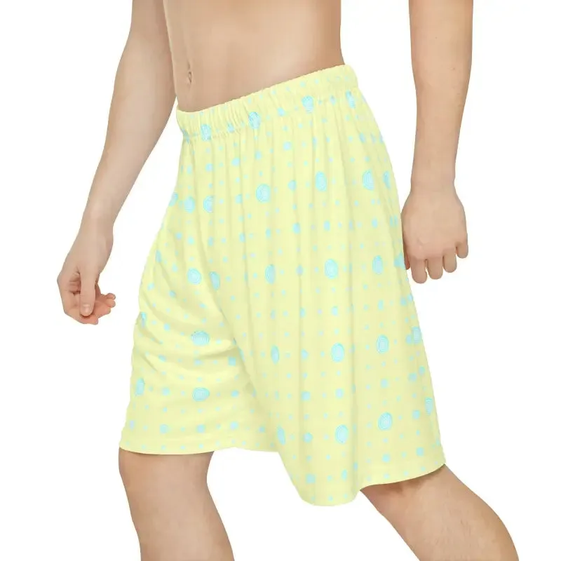 Vibrant Abstract Pattern Lime Yellow Sports Shorts