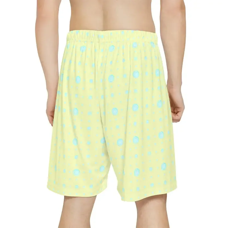 Vibrant Abstract Pattern Lime Yellow Sports Shorts