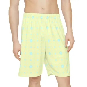 Vibrant Abstract Pattern Lime Yellow Sports Shorts
