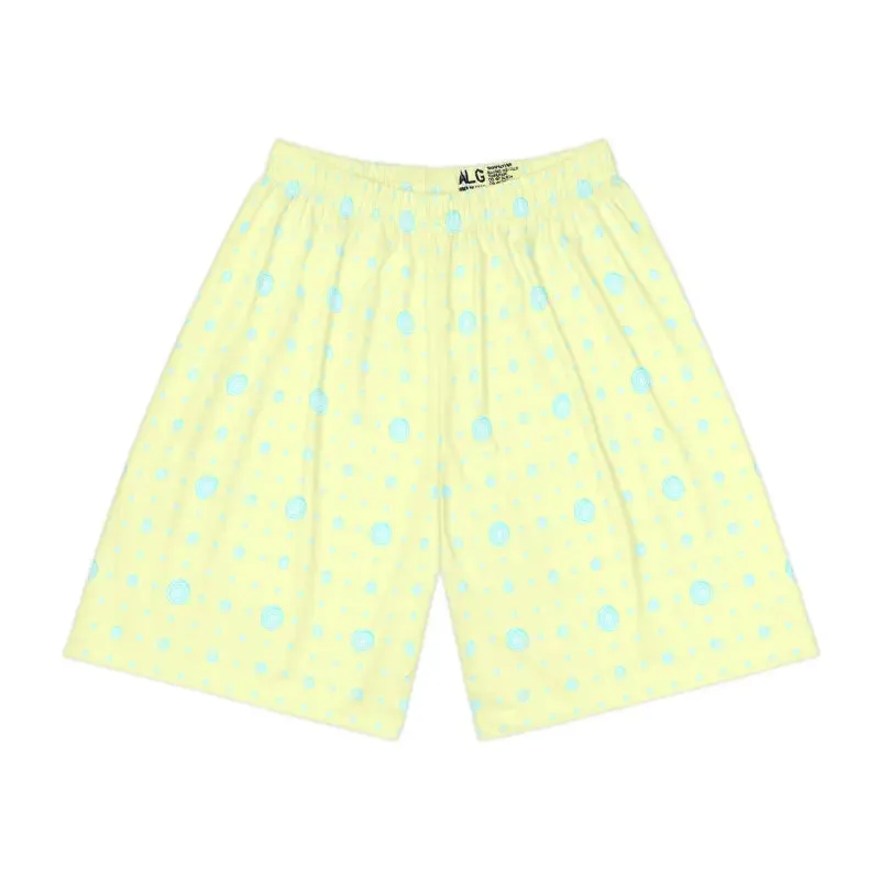 Vibrant Abstract Pattern Lime Yellow Sports Shorts