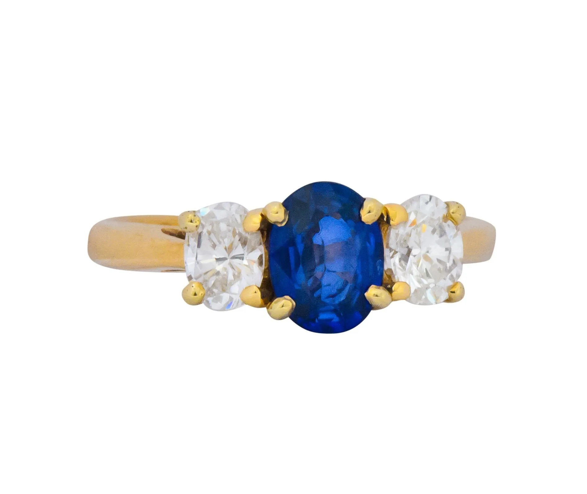 Vibrant Contemporary 1.55 CTW Sapphire Diamond 14 Karat Gold Ring