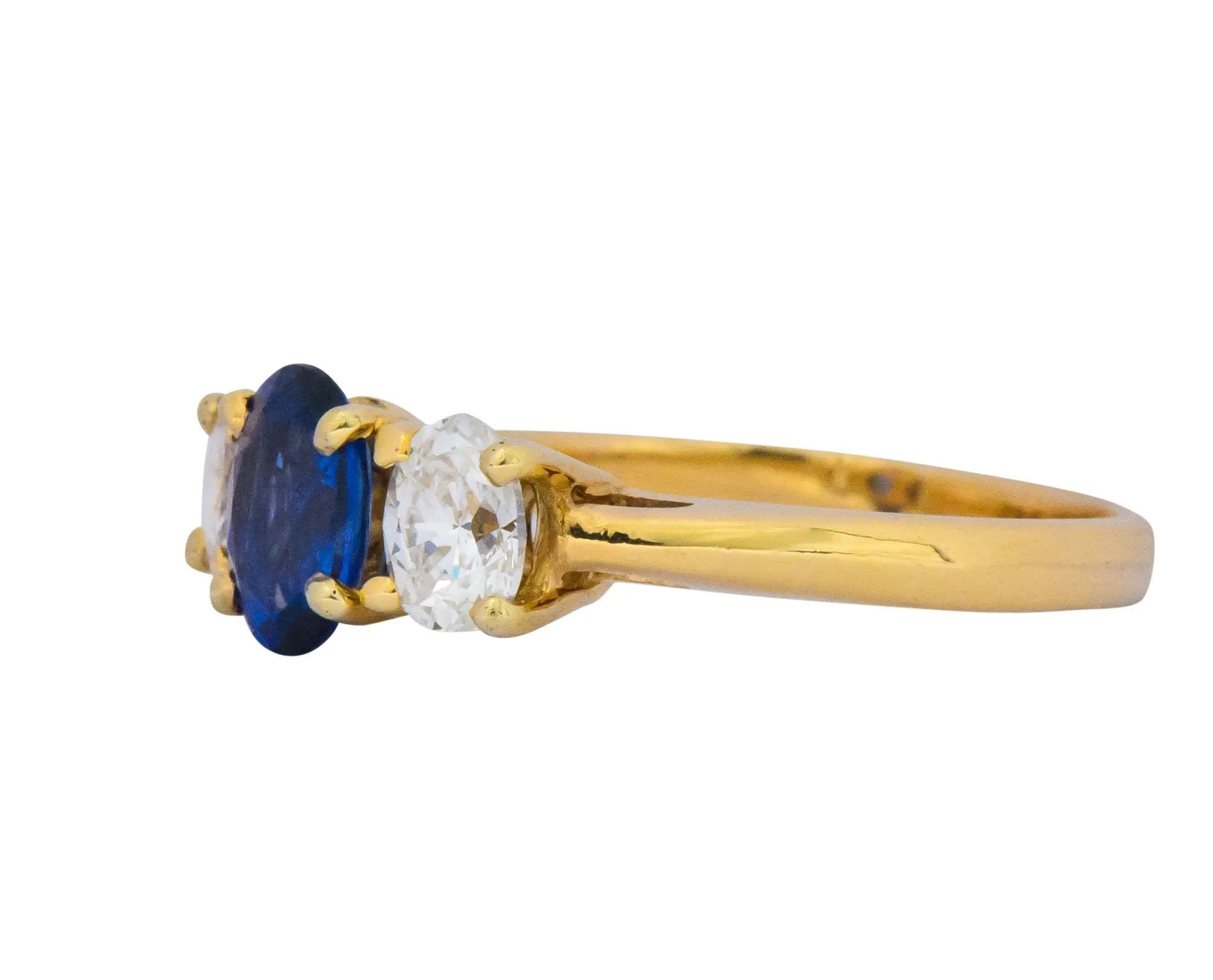 Vibrant Contemporary 1.55 CTW Sapphire Diamond 14 Karat Gold Ring
