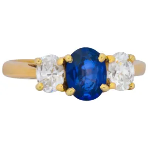 Vibrant Contemporary 1.55 CTW Sapphire Diamond 14 Karat Gold Ring