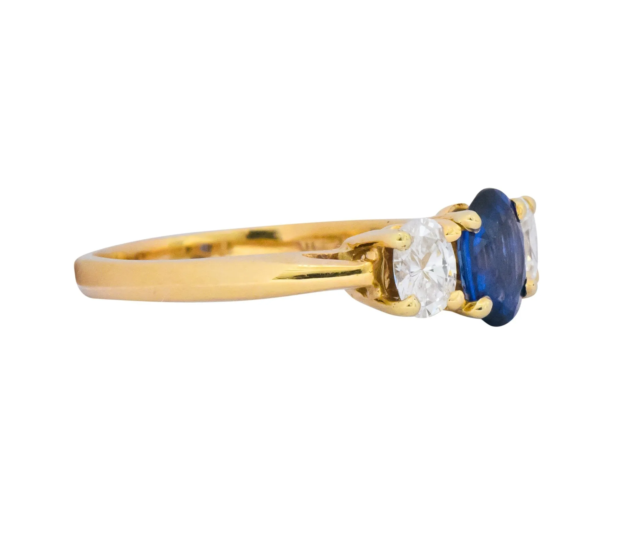 Vibrant Contemporary 1.55 CTW Sapphire Diamond 14 Karat Gold Ring