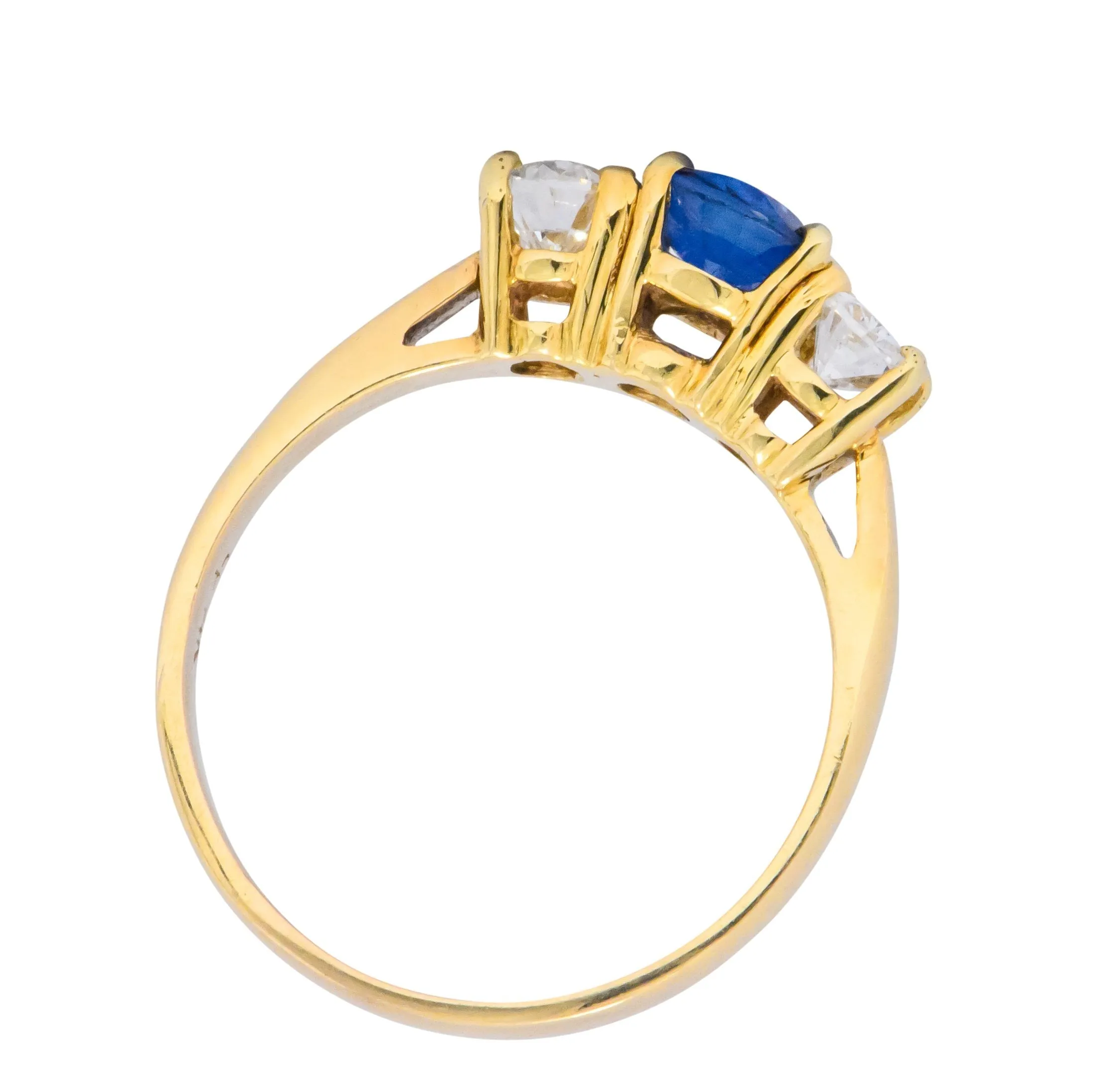 Vibrant Contemporary 1.55 CTW Sapphire Diamond 14 Karat Gold Ring
