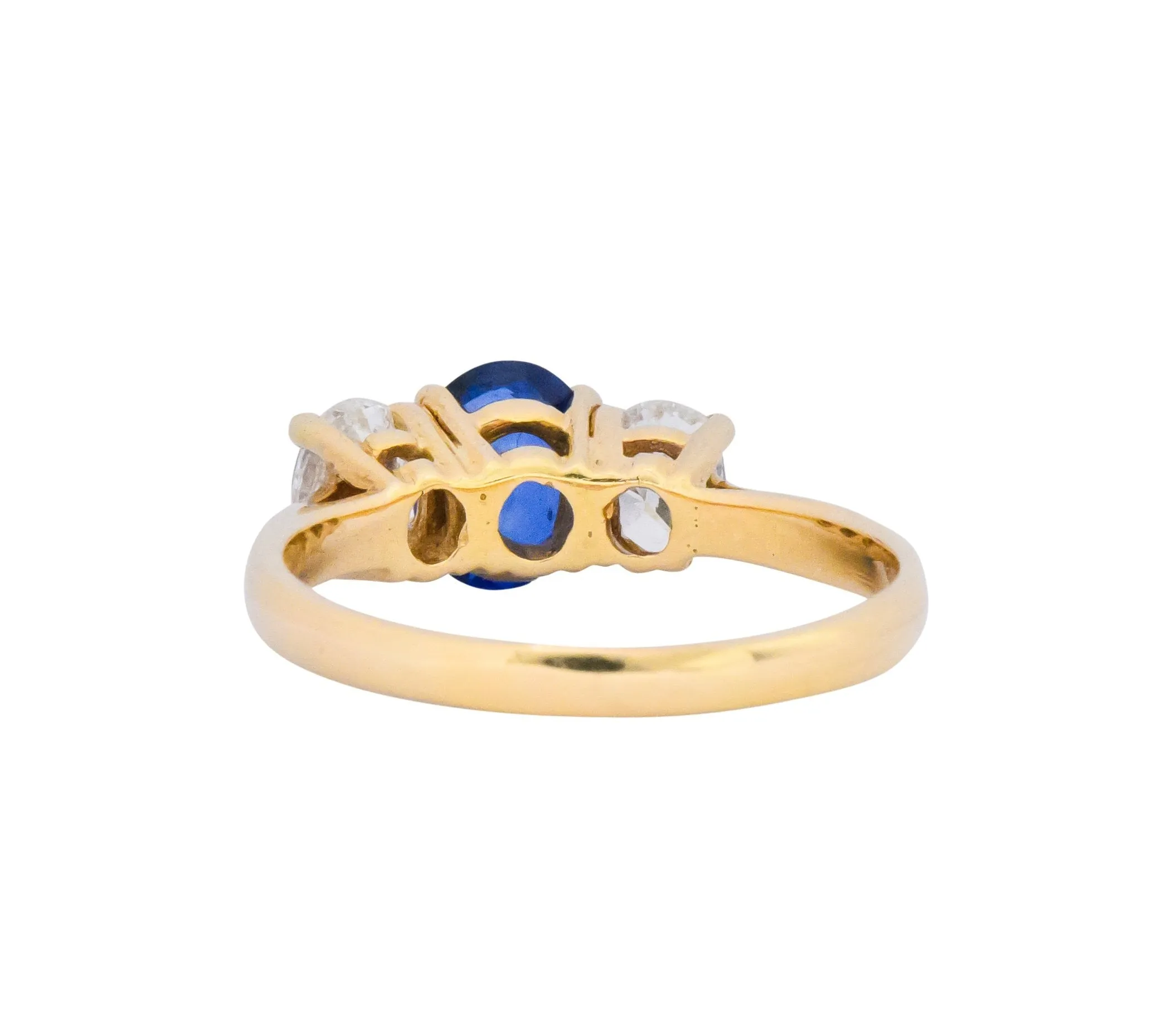 Vibrant Contemporary 1.55 CTW Sapphire Diamond 14 Karat Gold Ring