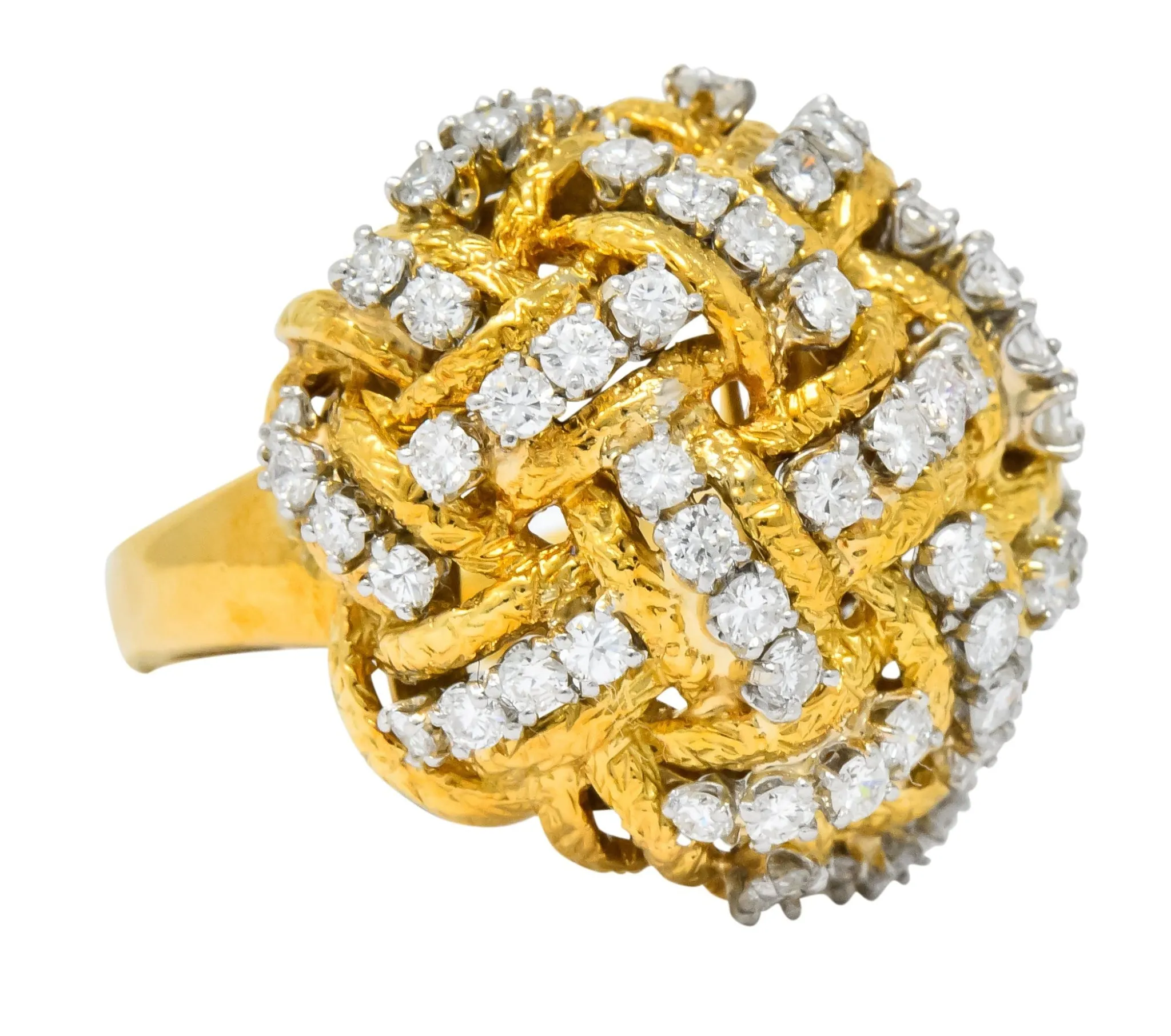 Vintage 1.60 CTW Diamond 18 Karat Gold Cocktail Ring