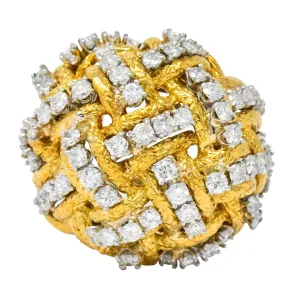 Vintage 1.60 CTW Diamond 18 Karat Gold Cocktail Ring