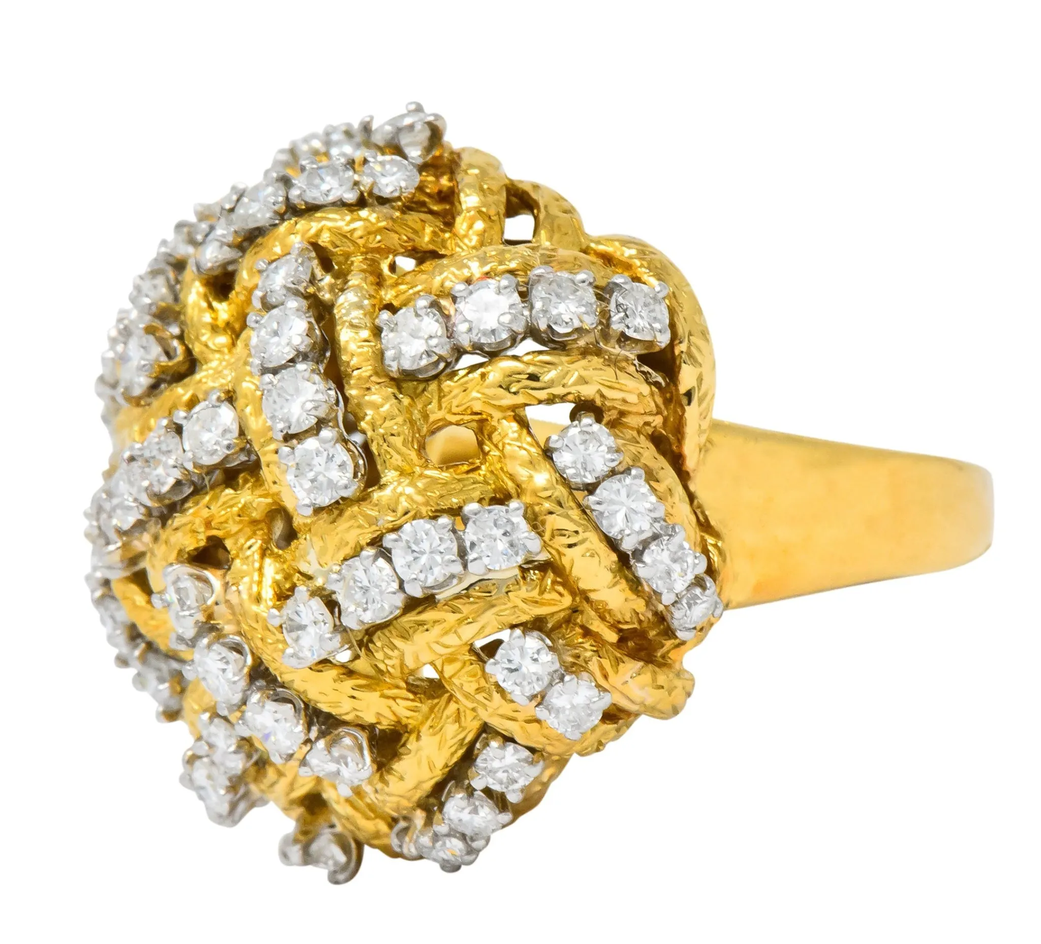 Vintage 1.60 CTW Diamond 18 Karat Gold Cocktail Ring