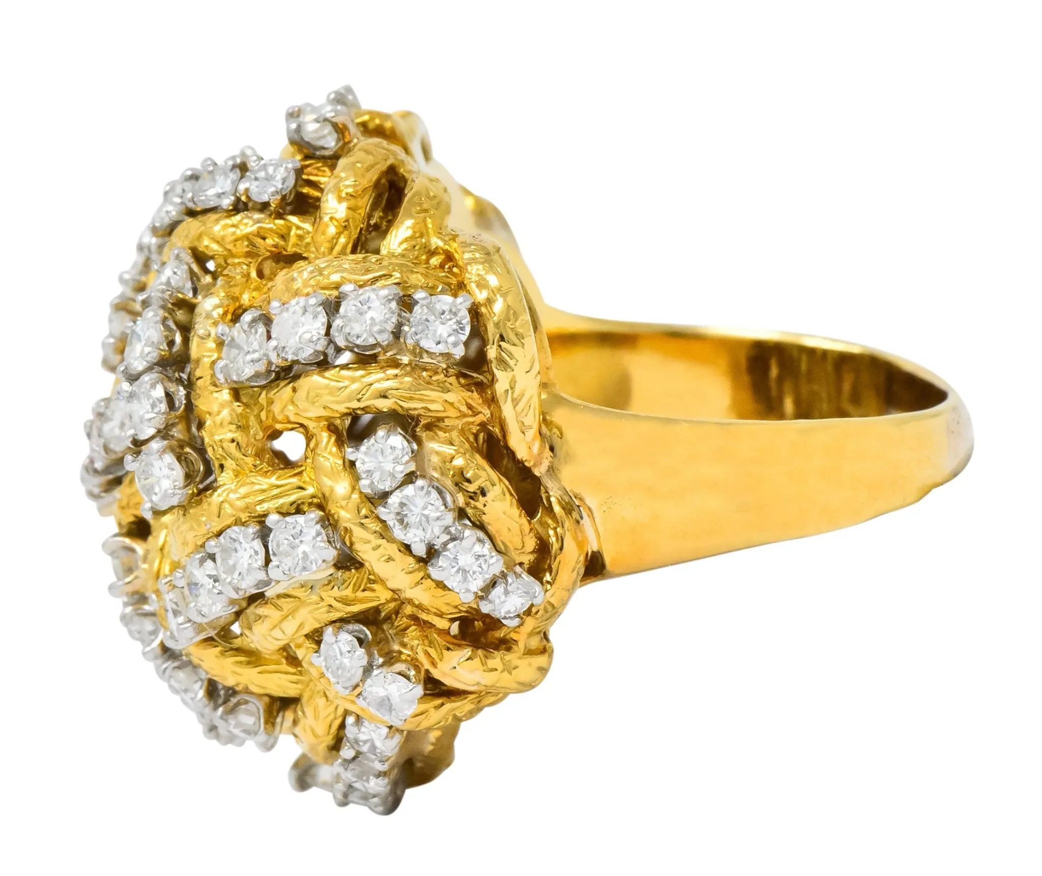 Vintage 1.60 CTW Diamond 18 Karat Gold Cocktail Ring