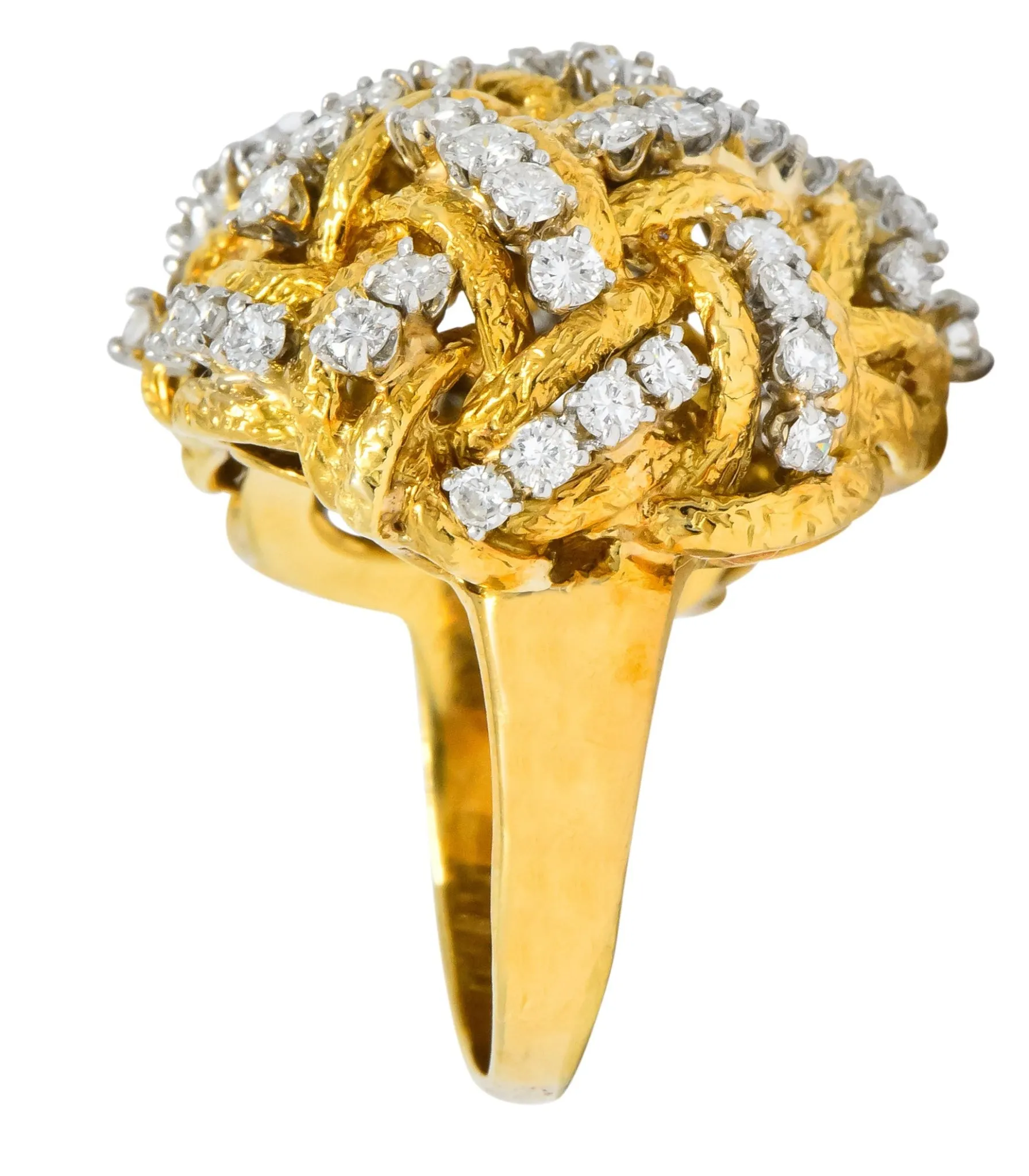 Vintage 1.60 CTW Diamond 18 Karat Gold Cocktail Ring