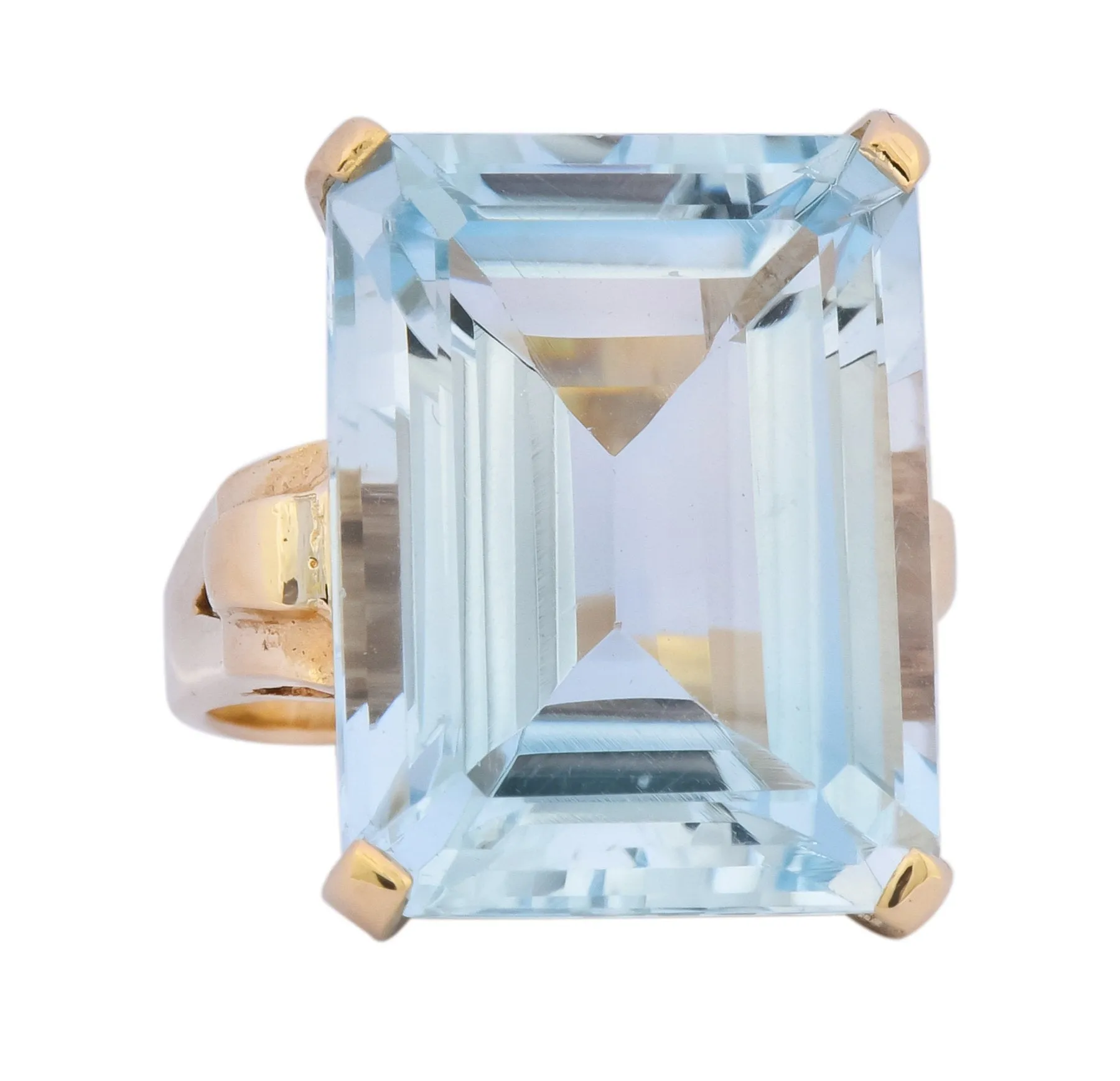 Vintage 18.00 CTW Aquamarine 14 Karat Gold Cocktail Ring