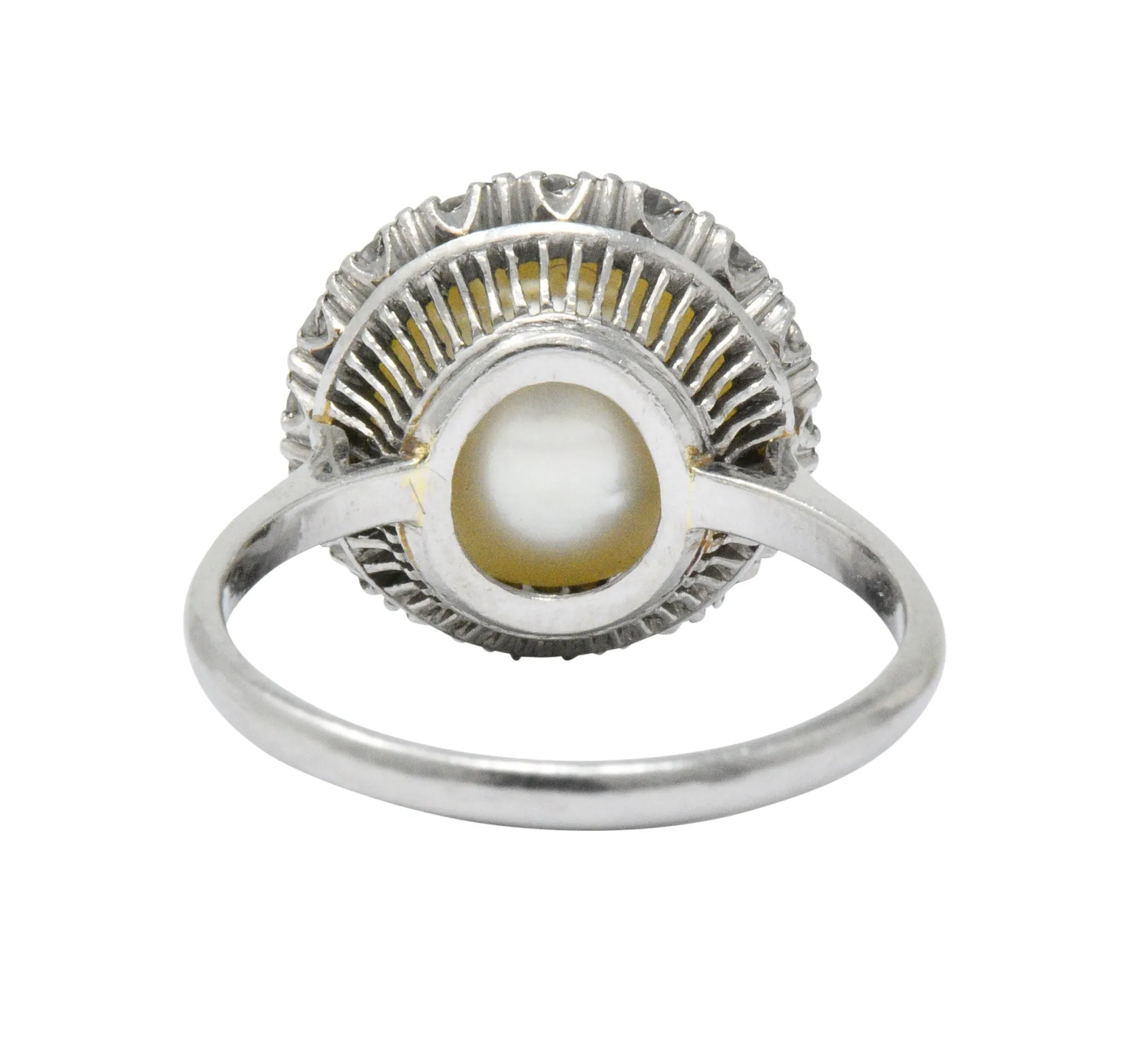 Vintage 1960’s 0.50 CTW Diamond Cultured Pearl Platinum Ring
