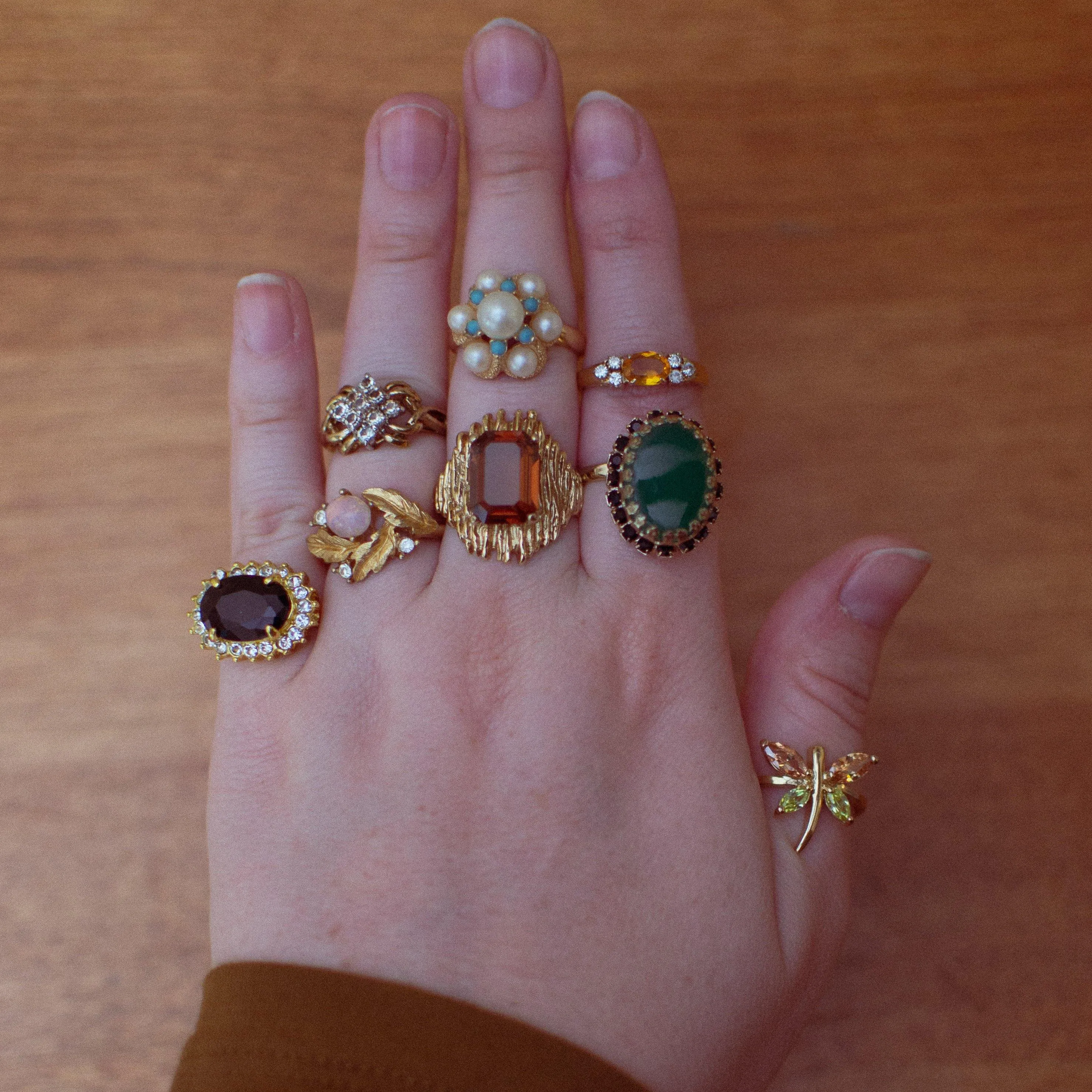 Vintage 1960s Mid Century Modern Smokey Topaz Brutalist Modern Statement Cocktail Ring