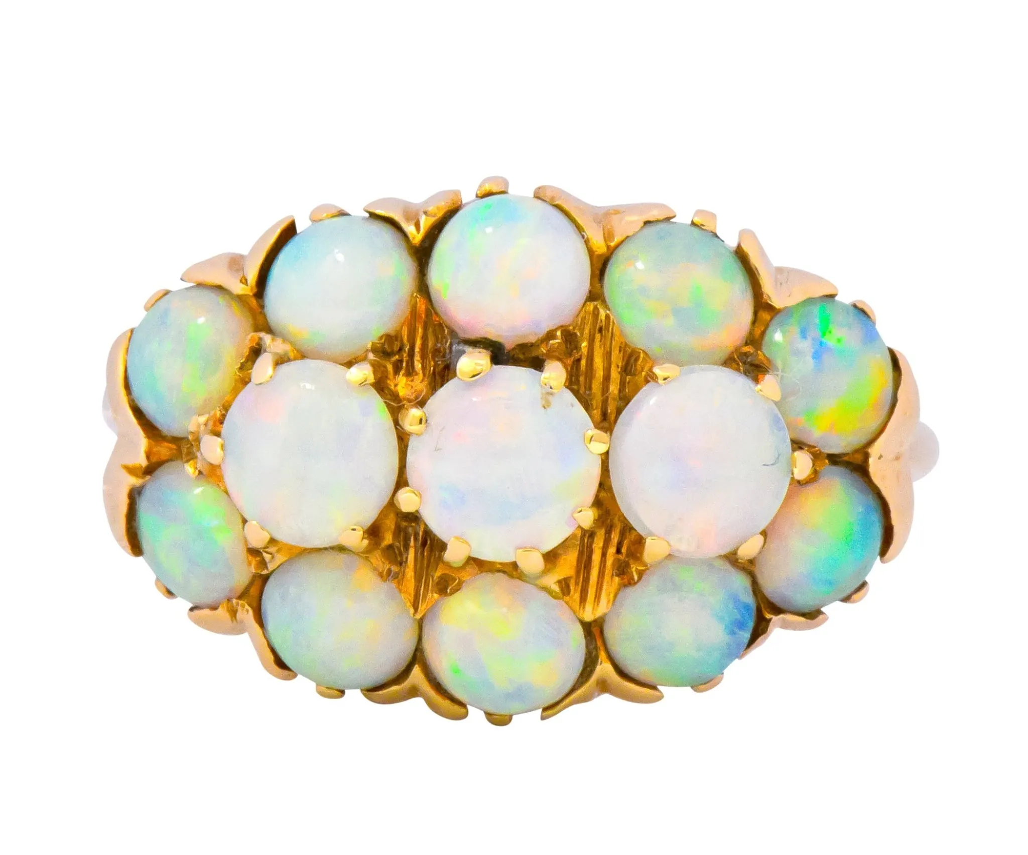 Vintage 1970's Opal 14 Karat Gold Cluster Ring