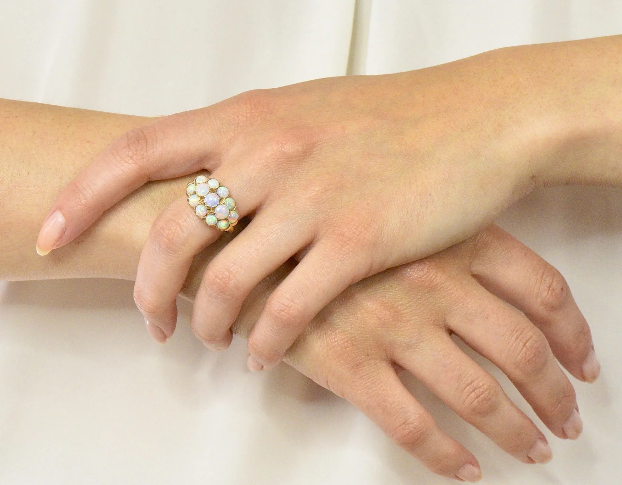 Vintage 1970's Opal 14 Karat Gold Cluster Ring