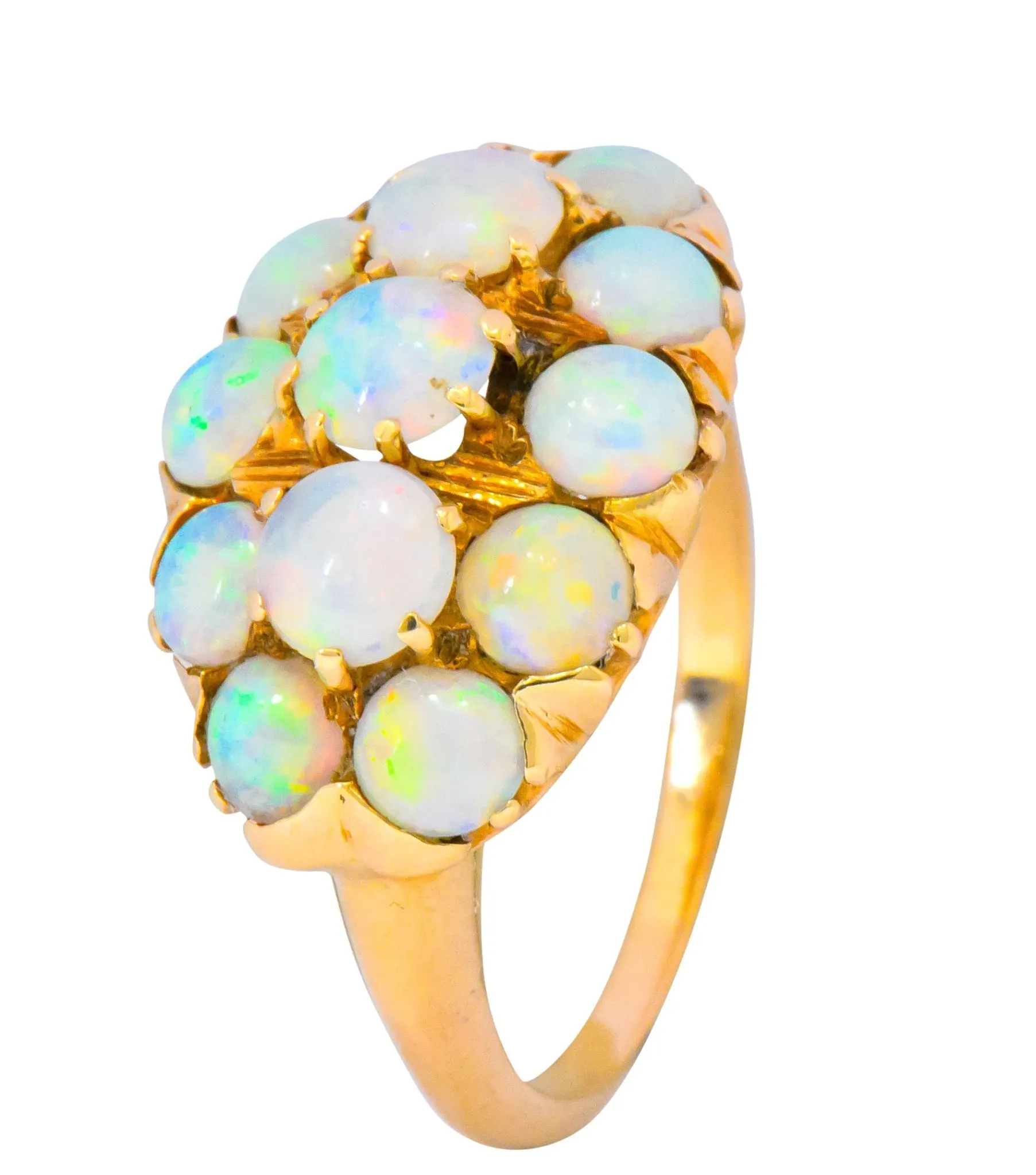 Vintage 1970's Opal 14 Karat Gold Cluster Ring