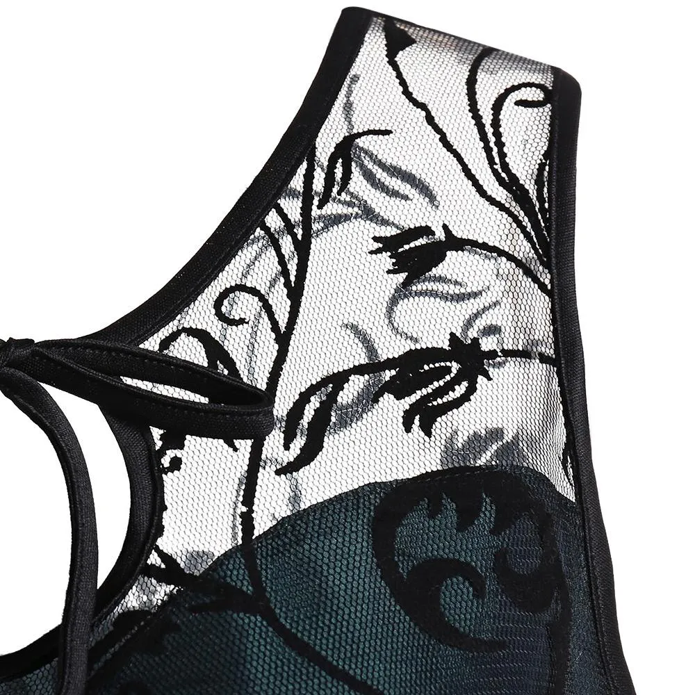 Vintage Dress Lace Women's Illusion Sleeveless Retro Dresses