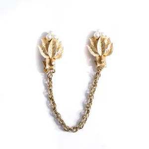 Vintage Gold Leaf with Pearls Sweater Guard