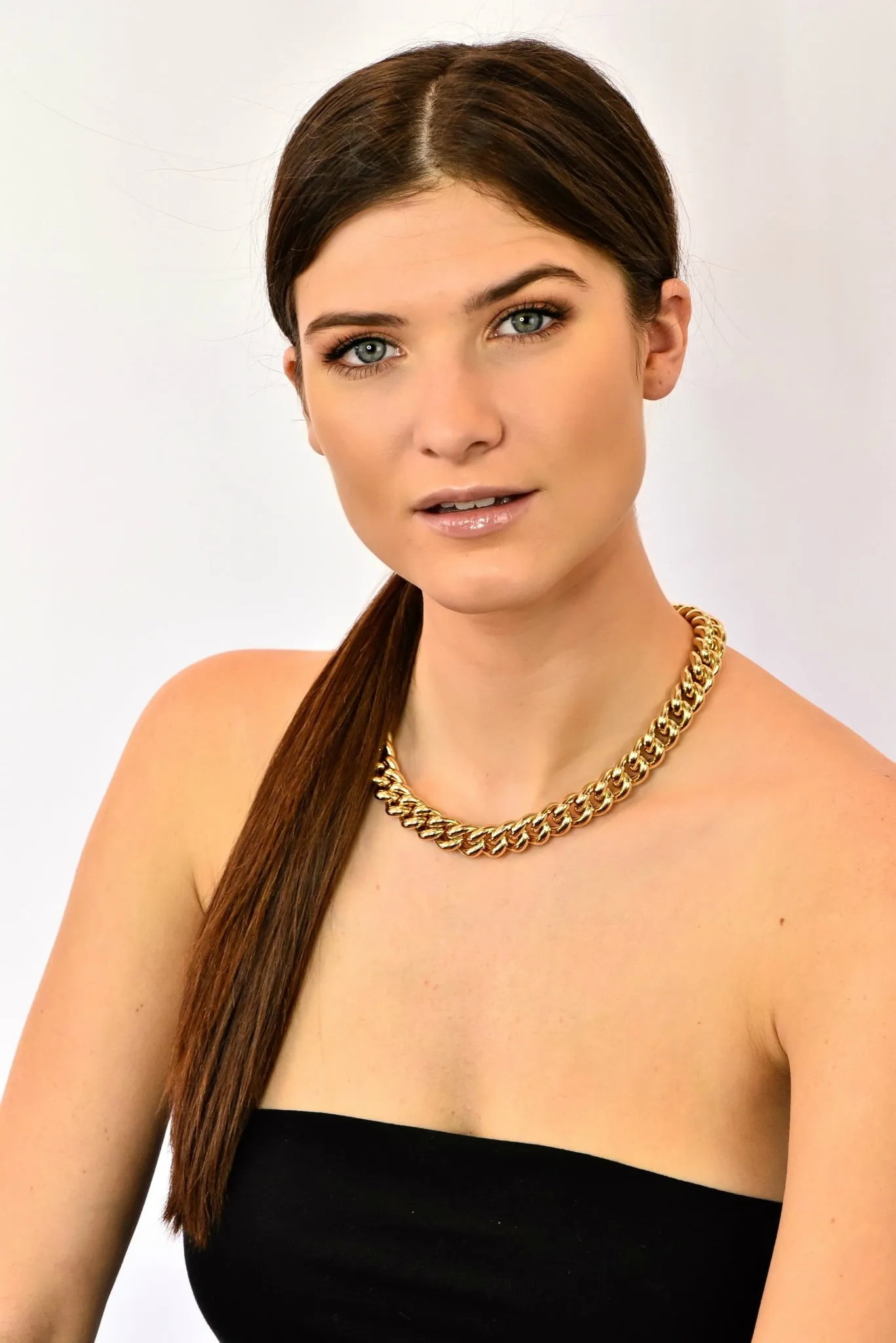 Vintage Italian 14 Karat Yellow Gold Puffed Curb Link Necklace