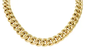 Vintage Italian 14 Karat Yellow Gold Puffed Curb Link Necklace