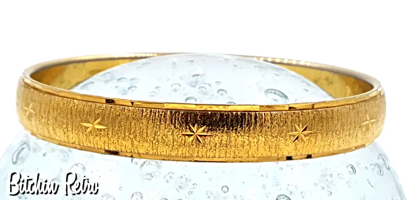 Vintage Monet Etched Starburst Bangle with Mid Century Modern Style