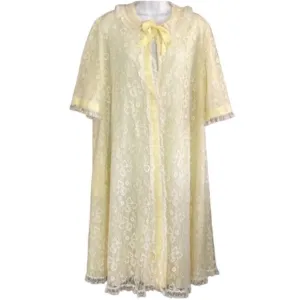 Vintage Odette Barsa Women’s Lace Robe Sz M/L MCM Retro Regencycore
