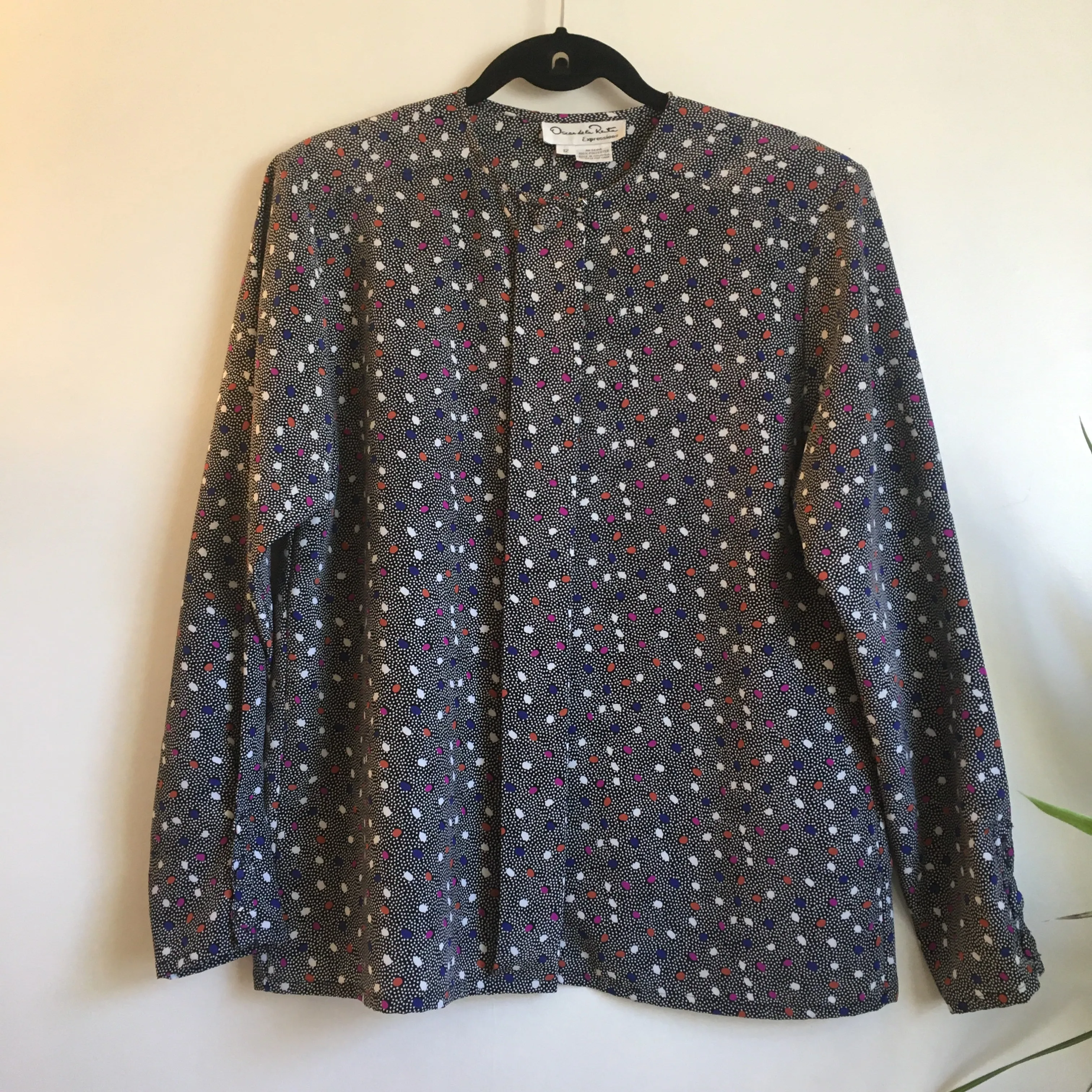 Vintage OSCAR De La RENTA long sleeve  button up blouse // Size 12