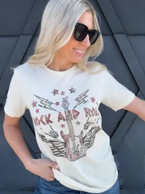 Vintage Rock And Roll Tee In Ivory