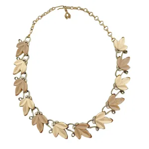 Vintage Thermoset Cream and Taupe Leaf Necklace