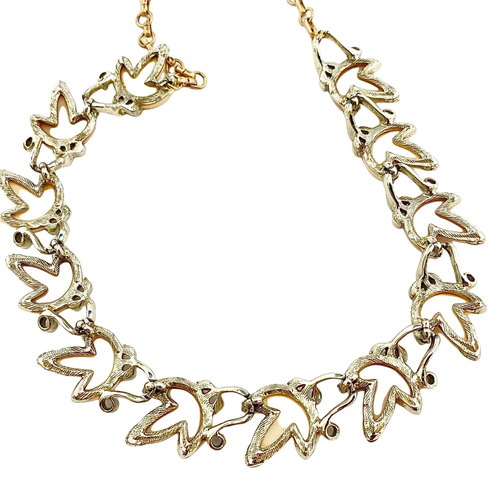 Vintage Thermoset Cream and Taupe Leaf Necklace