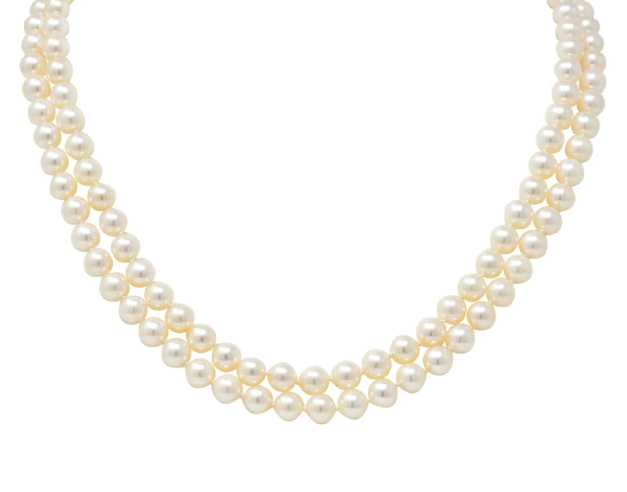 Vintage Tiffany & Co. Cultured Pearl 18 Karat Gold Double Strand Necklace Circa 1990's