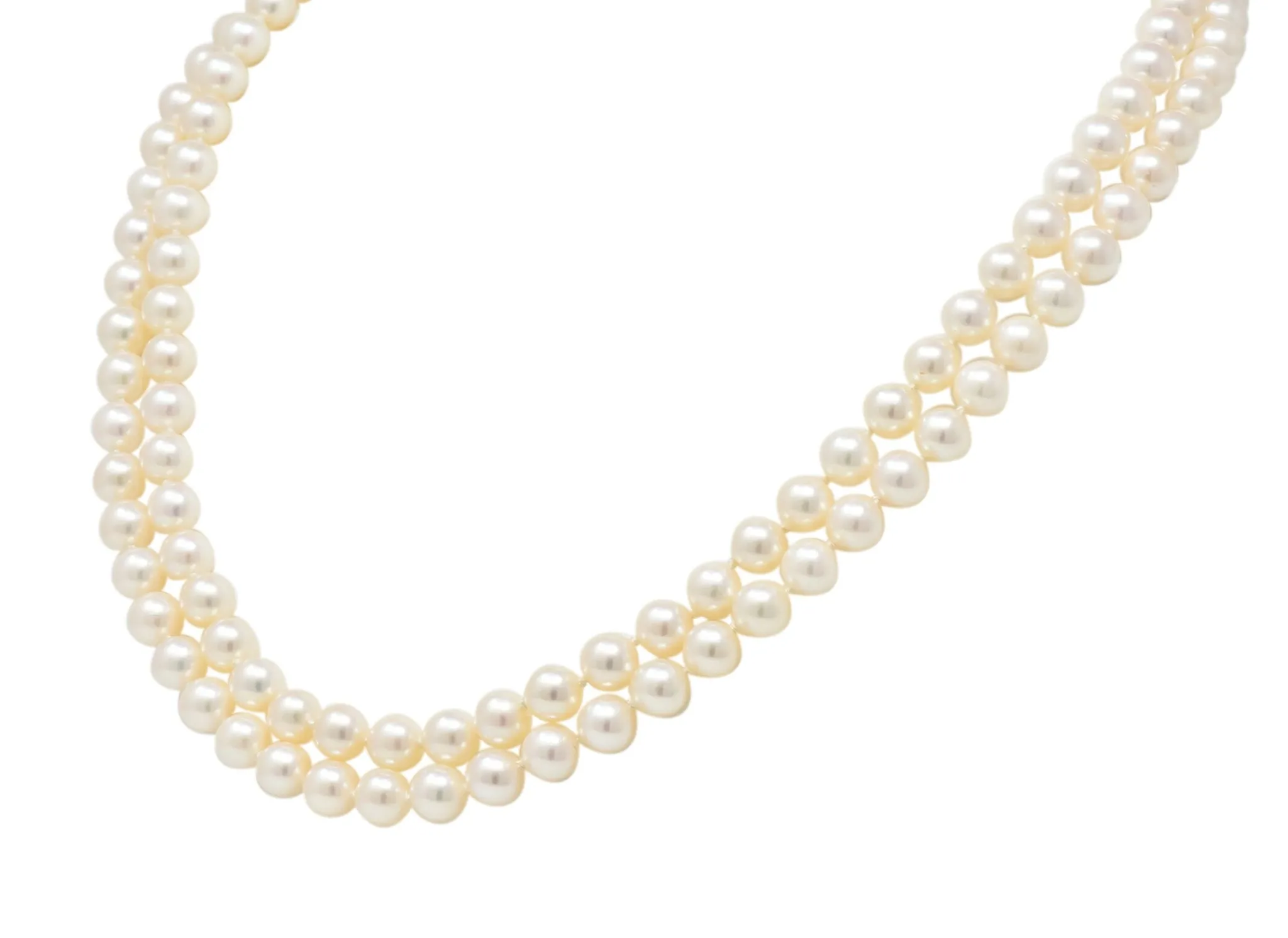 Vintage Tiffany & Co. Cultured Pearl 18 Karat Gold Double Strand Necklace Circa 1990's